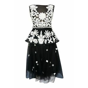 Rochie din tul cu aplicatii brodate Connie - Alb/Negru imagine