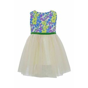 Rochie cu model floral Everly - Bej/Verde lime/Albastru imagine