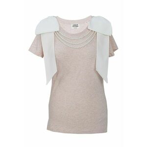 Tricou de bumbac organic cu perle sintetice Artist - Alb/Roz prafuit imagine