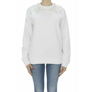 Bluza sport din amestec de bumbac organic cu aplicatii decorative - Alb imagine