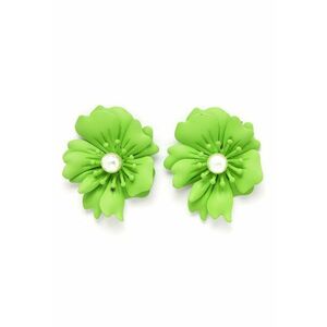 Cercei in forma de floare - Verde - Alb imagine