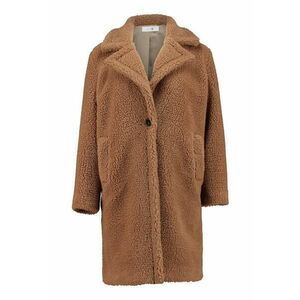 Palton din material teddy cu buzunare - Maro camel imagine