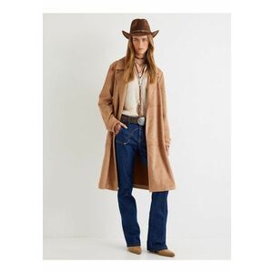 Palton cu buzunare si cordon in talie - Maro camel imagine