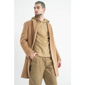Palton uni din amestec de lana - Maro camel imagine