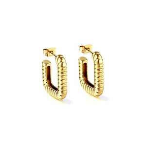 Cercei aurii - din otel inoxidabil - suflati cu aur 18k - forma dreptunghiulara - minimalista - Kezia C2 imagine