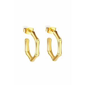 Cercei aurii - din otel inoxidabil - suflati cu aur 18k - forma hexagonala - minimalista - Keyla C2 imagine