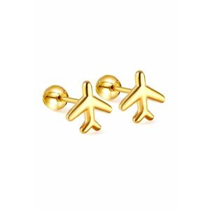 Cercei aurii - din otel inoxidabil - suflati cu aur 18k - forma de avion - Wanderlust Airplane C2 imagine