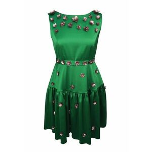 Rochie evazata cu aplicatie florala Marisse - Verde imagine