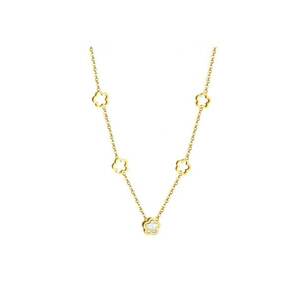 Colier auriu - din otel inoxidabil - suflat cu aur 18k - cu trifoi stilizat - Kalea C1 imagine