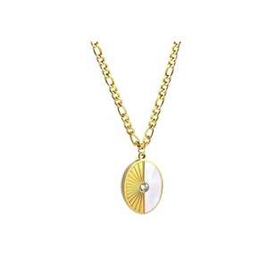 Colier auriu - din otel inoxidabil - suflat cu aur 18k - pandantiv oval - Kaia C1 imagine