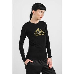 Tricou dama cu maneca lunga bumbac Sonya - Negru/Galben mustar imagine