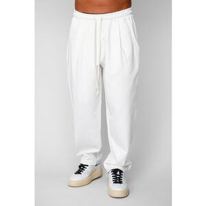 Pantaloni lung drept Oversized din 100% Bumbac - 400gr/mp Premium Edition Off White 20161 - Alb imagine