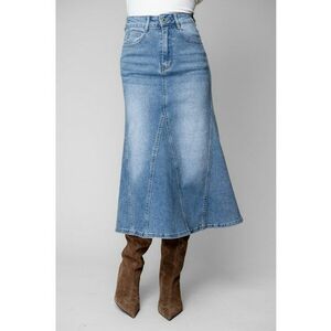 Fusta Midi elastica din denim Blue 20306 - Negru imagine