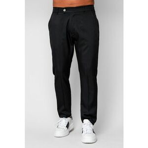 Pantalon lung cu elastic si nasture Black 19925 - Negru imagine