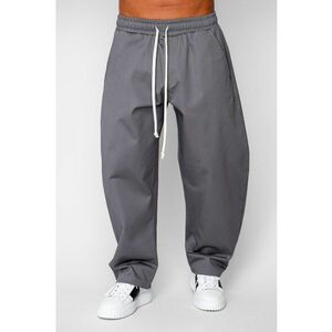 Pantaloni lungi drepti Oversized cu snur din 100% Bumbac - Premium Edition Grey Anthracite 20286 imagine