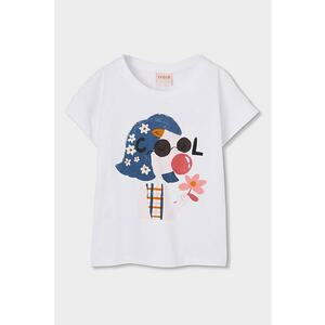 Tricou de bumbac cu decolteu la baza gatului - Rosu/Albastru inchis imagine