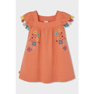 Rochie de bumbac cu broderie - Alb/Galben/Roz somon imagine