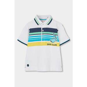 Tricou polo de bumbac cu model - Alb/Galben/Albastru imagine