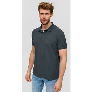 Tricou polo barbati - din bumbac cu croiala Regular Fit - logo - - Gri antracit imagine