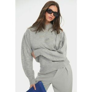 Pulover cu decolteu la baza gatului si aplicatii cu strasuri - Gri deschis imagine