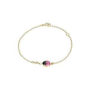 Bratara pentru Copii din Aur de 18K cu Diamant Natural si Buburuza Roz - 1.00 g imagine