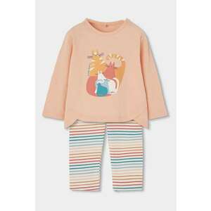 Set de colanti si bluza cu imprimeu - Verde/Roz somon/Alb murdar imagine
