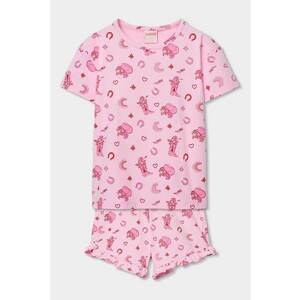 Pijama scurta cu imprimeu - Roz pastel imagine