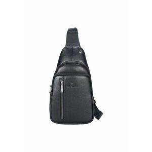Geanta crossbody din piele cu logo - Negru imagine
