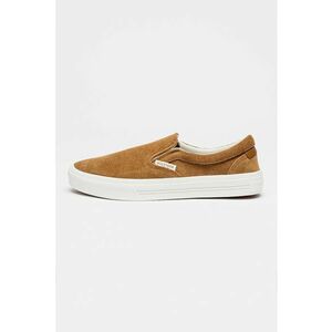 Pantofi sport slip on de piele intoarsa - Alb murdar/Maro pamantiu imagine