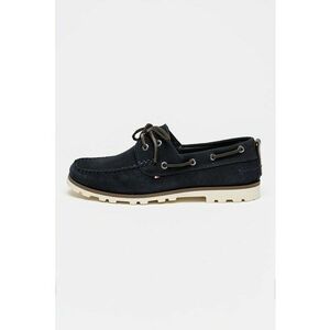 Pantofi boat de piele intoarsa - Albastru ultramarin/Alb murdar imagine