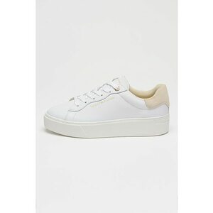 Pantofi sport flatform de piele cu logo - Alb optic imagine