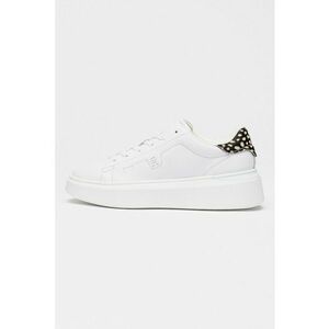Pantofi sport flatform de piele - Negru/Alb optic imagine