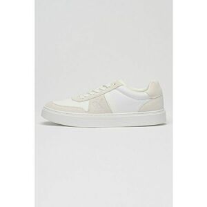 Pantofi sport low-cut cu garnituri de piele intoarsa - Alb optic/Alb murdar imagine