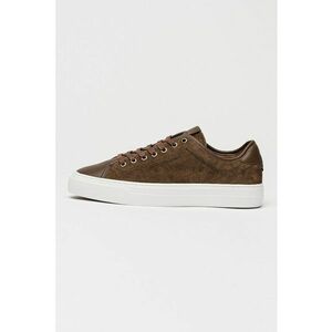 Pantofi sport low-cut de piele - Alb optic/Maro pamantiu imagine