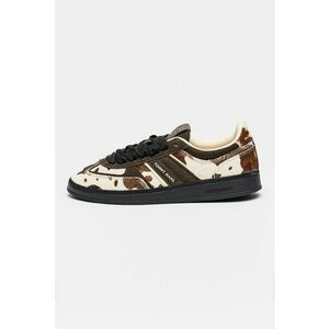 Tommy Hilfiger - Pantofi sport de piele cu par scurt si animal print - Negru stins/Alb murdar/Maro pamantiu imagine