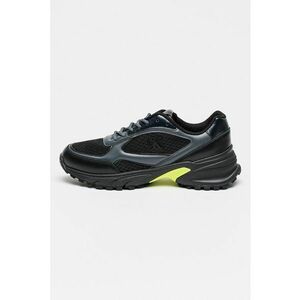 Pantofi sport de piele ecologica cu insertii de plasa - Negru/Verde lime imagine