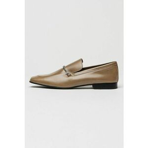 Pantofi loafer de piele intoarsa cu detaliu metalic - Bej inchis imagine