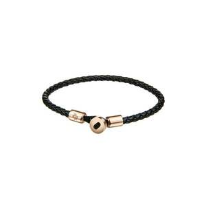 Bratara din piele cu aspect impletit - Auriu/Negru/Auriu rose/Roz imagine