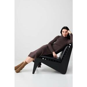 Rochie evazata cu slit frontal - Maro inchis imagine