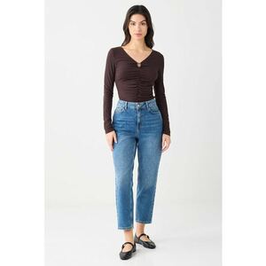 Bluza slim fit cu drapaj frontal - Maro inchis imagine