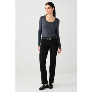 Bluza slim-fit cu decolteu rotund - Gri inchis imagine