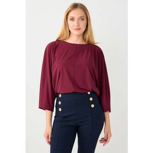Bluza cu model uni si maneci trei sferturi - Visiniu imagine