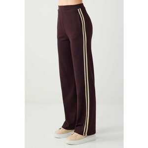 Pantaloni de trening din amestec de modal cu croiala ampla - Maro inchis/Bej deschis imagine