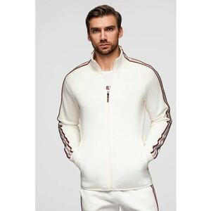 Bluza de trening cu fermoar si buzunare laterale - Rosu/Crem imagine