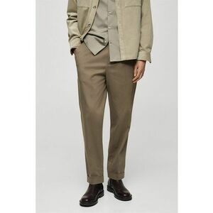 Pantaloni drepti cu pensa - Maro camel imagine