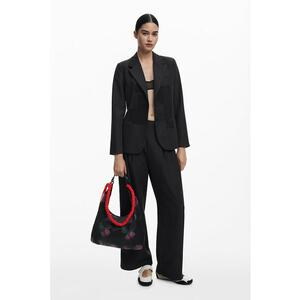 Sacou regular fit cu model in dungi - Negru imagine