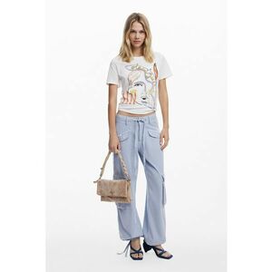 Tricou din bumbac cu imprimeu abstract - Alb imagine