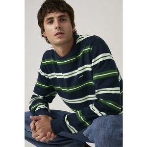 Bluza de trening cu model in dungi si logo discret - Alb/Verde/Bleumarin imagine
