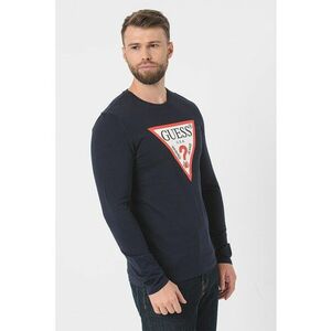 Bluza slim fit de bumbac cu imprimeu logo - Albastru ultramarin imagine