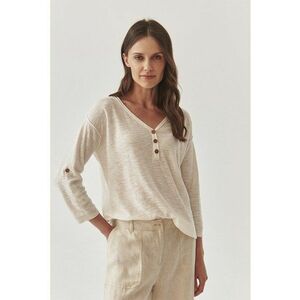 Bluza de bumbac cu maneci 3/4 - Bej deschis imagine
